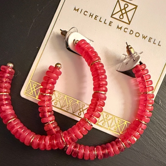 Michelle Mcdowell Jewelry - Michelle McDowell Red Beaded Hoop Earrings